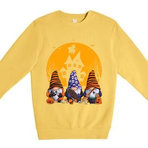 Three Gnomes Happy Halloween Fall Party Spooky Gnomes Great Gift Premium Crewneck Sweatshirt