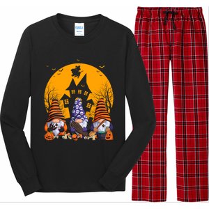 Three Gnomes Happy Halloween Fall Party Spooky Gnomes Great Gift Long Sleeve Pajama Set