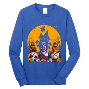 Three Gnomes Happy Halloween Fall Party Spooky Gnomes Great Gift Long Sleeve Shirt