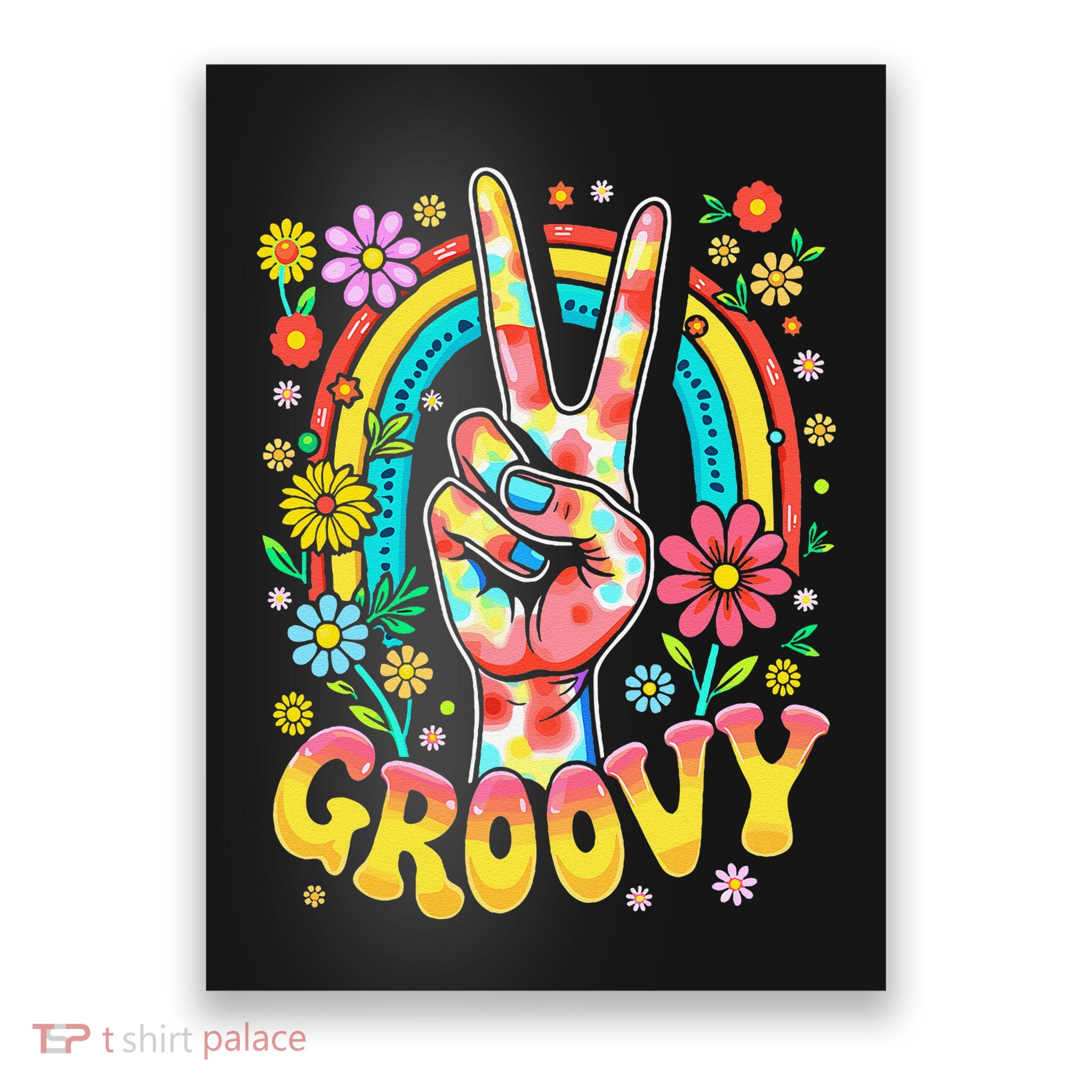 Tiedye Groovy Hippie Peace Sign 60s Party & 70s Disco Poster