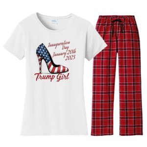 Trump Girl High Heels Stilettos Trump Inauguration Day 2025 Patriotic Fashion Women's Flannel Pajama Set