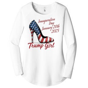 Trump Girl High Heels Stilettos Trump Inauguration Day 2025 Patriotic Fashion Women's Perfect Tri Tunic Long Sleeve Shirt