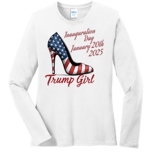 Trump Girl High Heels Stilettos Trump Inauguration Day 2025 Patriotic Fashion Ladies Long Sleeve Shirt