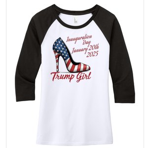 Trump Girl High Heels Stilettos Trump Inauguration Day 2025 Patriotic Fashion Women's Tri-Blend 3/4-Sleeve Raglan Shirt