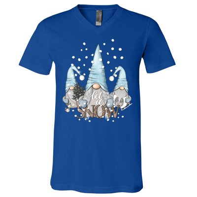 Three Gnomes Holiday Elves Christmas Gift V-Neck T-Shirt