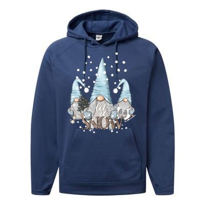 Three Gnomes Holiday Elves Christmas Gift Performance Fleece Hoodie