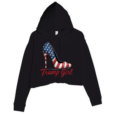 Trump Girl High Heel Stilettos American Flag Trump 2024 Crop Fleece Hoodie