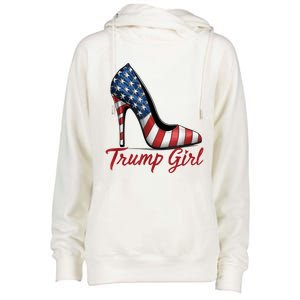 Trump Girl High Heel Stilettos American Flag Trump 2024 Womens Funnel Neck Pullover Hood