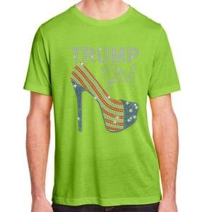 Trump Girl High Heel Faux Rhinestone Us Flag Vote Trump 2024 Adult ChromaSoft Performance T-Shirt