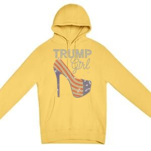 Trump Girl High Heel Faux Rhinestone Us Flag Vote Trump 2024 Premium Pullover Hoodie