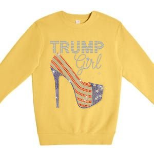 Trump Girl High Heel Faux Rhinestone Us Flag Vote Trump 2024 Premium Crewneck Sweatshirt