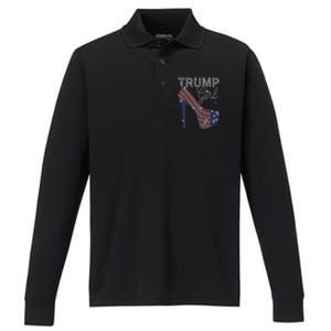 Trump Girl High Heel Faux Rhinestone Us Flag Vote Trump 2024 Performance Long Sleeve Polo