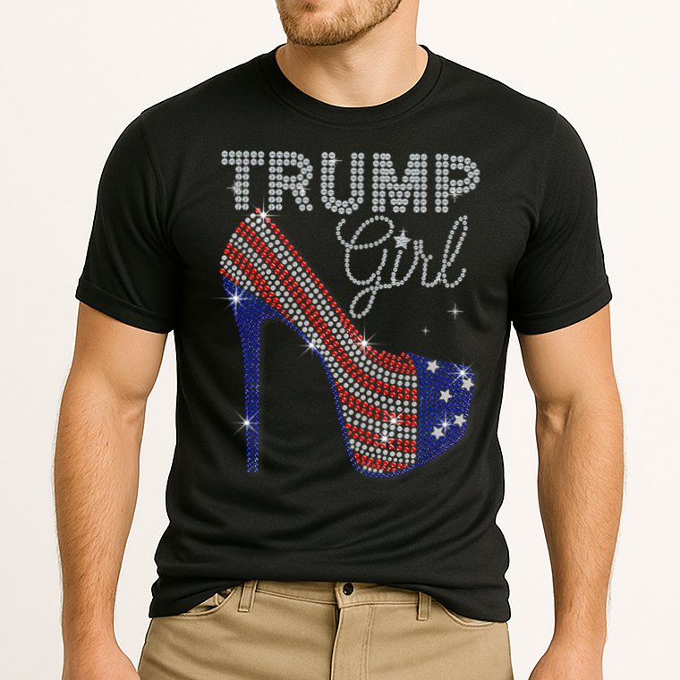 Trump Girl High Heel Faux Rhinestone Us Flag Vote Trump 2024 Cooling Performance Crew T-Shirt