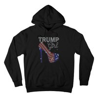 Trump Girl High Heel Faux Rhinestone Us Flag Vote Trump 2024 Hoodie