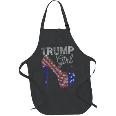 Trump Girl High Heel Faux Rhinestone Us Flag Vote Trump 2024 Apron