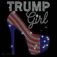 Trump Girl High Heel Faux Rhinestone Us Flag Vote Trump 2024 T-Shirt
