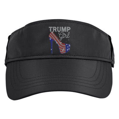 Trump Girl High Heel Faux Rhinestone Us Flag Vote Trump 2024 Adult Drive Performance Visor