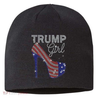 Trump Girl High Heel Faux Rhinestone Us Flag Vote Trump 2024 Sustainable Beanie