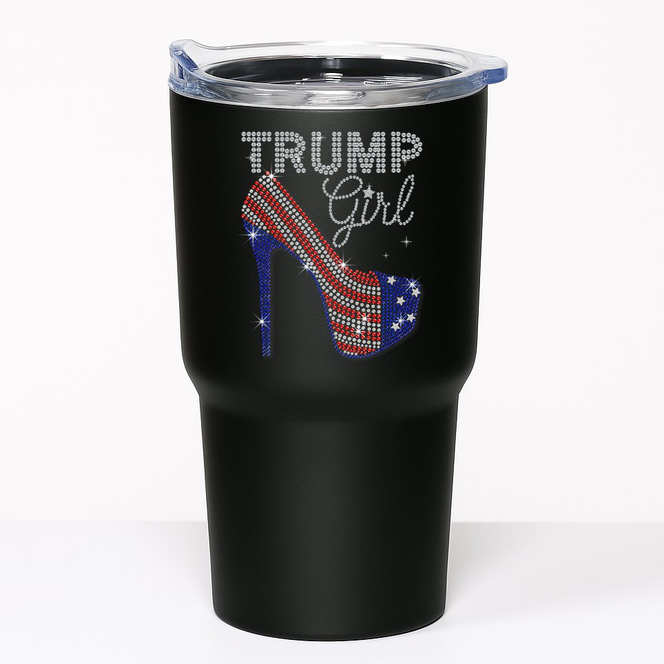Trump Girl High Heel Faux Rhinestone Us Flag Vote Trump 2024 Tumbler
