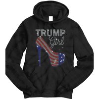 Trump Girl High Heel Faux Rhinestone Us Flag Vote Trump 2024 Tie Dye Hoodie