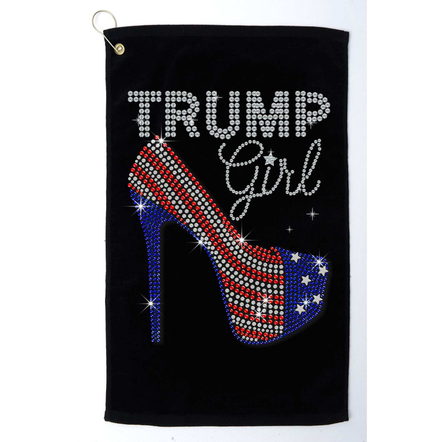 Trump Girl High Heel Faux Rhinestone Us Flag Vote Trump 2024 Golf Towel
