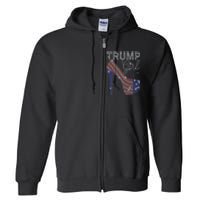 Trump Girl High Heel Faux Rhinestone Us Flag Vote Trump 2024 Full Zip Hoodie