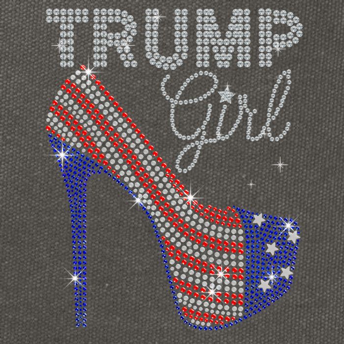 Trump Girl High Heel Faux Rhinestone Us Flag Vote Trump 2024 Cotton Canvas Backpack