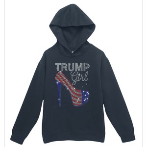 Trump Girl High Heel Faux Rhinestone Us Flag Vote Trump 2024 Urban Pullover Hoodie