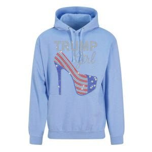 Trump Girl High Heel Faux Rhinestone Us Flag Vote Trump 2024 Unisex Surf Hoodie