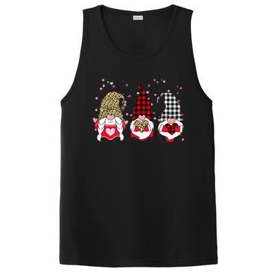 Three Gnomes Holding Leopard Heart & Plaid Valentine's Day Funny PosiCharge Competitor Tank