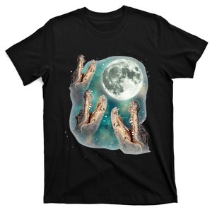 Three Gators Howl At Moon Magical Animal Wild 3 Crocodile T-Shirt