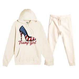 Trump Girl High Heel Stilettos American Flag Trump 2024 Premium Hooded Sweatsuit Set