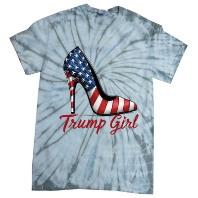 Trump Girl High Heel Stilettos American Flag Trump 2024 Tie-Dye T-Shirt