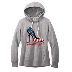 Trump Girl High Heel Stilettos American Flag Trump 2024 Women's Fleece Hoodie