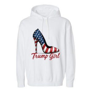 Trump Girl High Heel Stilettos American Flag Trump 2024 Garment-Dyed Fleece Hoodie