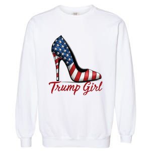 Trump Girl High Heel Stilettos American Flag Trump 2024 Garment-Dyed Sweatshirt