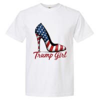 Trump Girl High Heel Stilettos American Flag Trump 2024 Garment-Dyed Heavyweight T-Shirt