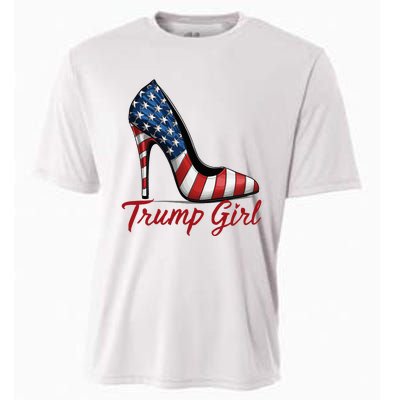 Trump Girl High Heel Stilettos American Flag Trump 2024 Cooling Performance Crew T-Shirt