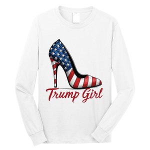 Trump Girl High Heel Stilettos American Flag Trump 2024 Long Sleeve Shirt