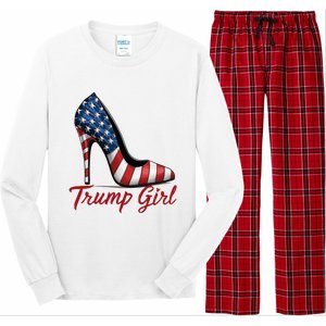 Trump Girl High Heel Stilettos American Flag Trump 2024 Long Sleeve Pajama Set