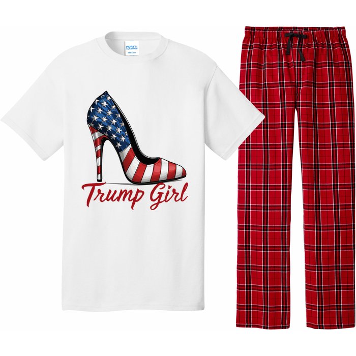 Trump Girl High Heel Stilettos American Flag Trump 2024 Pajama Set