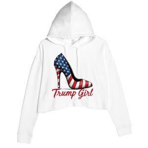 Trump Girl High Heel Stilettos American Flag Trump 2024 Crop Fleece Hoodie