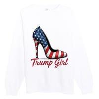 Trump Girl High Heel Stilettos American Flag Trump 2024 Premium Crewneck Sweatshirt