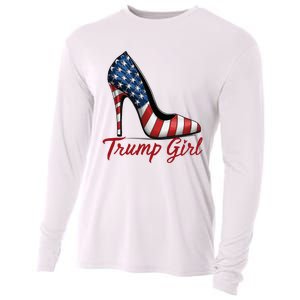 Trump Girl High Heel Stilettos American Flag Trump 2024 Cooling Performance Long Sleeve Crew