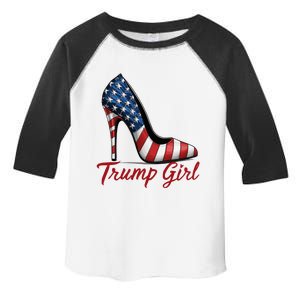 Trump Girl High Heel Stilettos American Flag Trump 2024 Toddler Fine Jersey T-Shirt