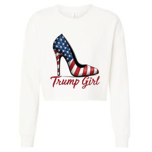 Trump Girl High Heel Stilettos American Flag Trump 2024 Cropped Pullover Crew