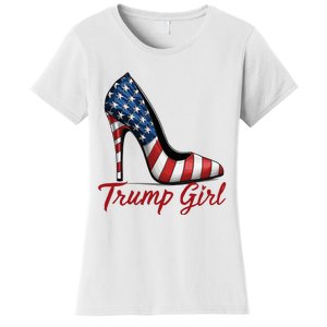 Trump Girl High Heel Stilettos American Flag Trump 2024 Women's T-Shirt