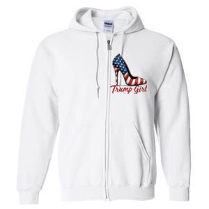 Trump Girl High Heel Stilettos American Flag Trump 2024 Full Zip Hoodie