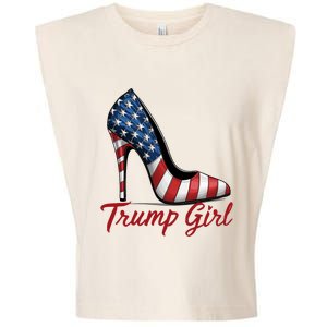 Trump Girl High Heel Stilettos American Flag Trump 2024 Garment-Dyed Women's Muscle Tee