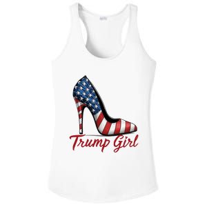 Trump Girl High Heel Stilettos American Flag Trump 2024 Ladies PosiCharge Competitor Racerback Tank